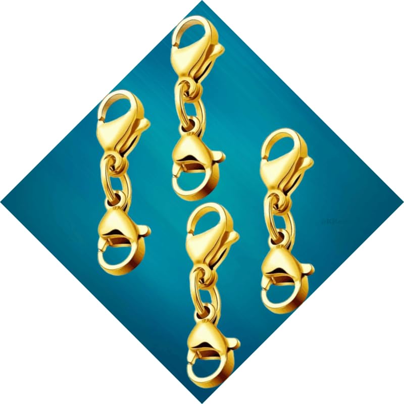 10 Pcs Golden Finish Double Lobster Clasp Extender, Jewelry Extender Clasp Double Claw Connector Metal Lobster Claw Clasps Bracelet Necklace Extender for DIY Jewelry Making (Golden- 28x8mm)