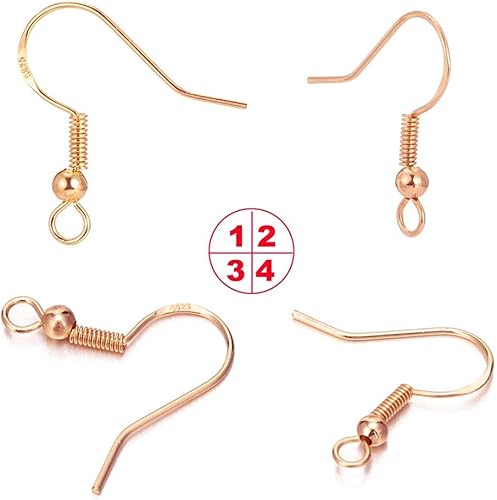 Miniatura 55 de Ganchos de oro para aretes, 80 piezas/40 pares, cables de oreja, 240 piezas hipoalergénicas de joyería con anillos de salto y tapones de silicona