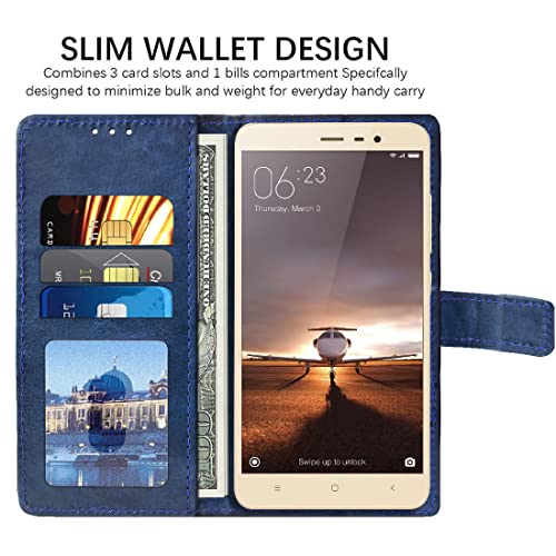 Image of Flip Cover Back Case for Mi Redmi Note 3 | Premium Leather Finish | Inbuilt Pockets & Stand | Flip Cover Back Case for Mi Redmi Note 3 (Blue)