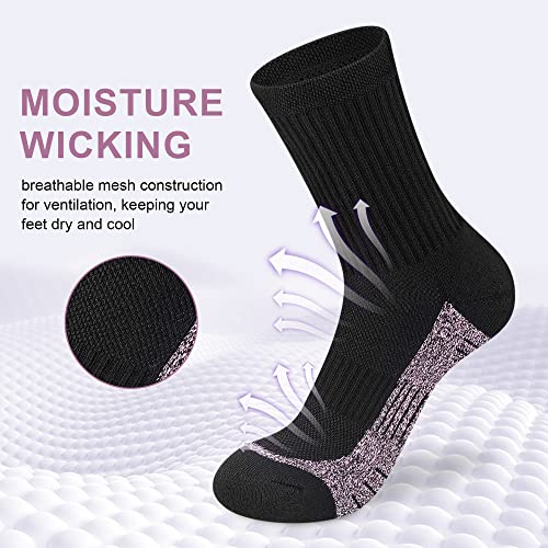 Image of Crew Socks Women Athletic Hiking Running Cushioned Compression Socks 3-5 Pairs