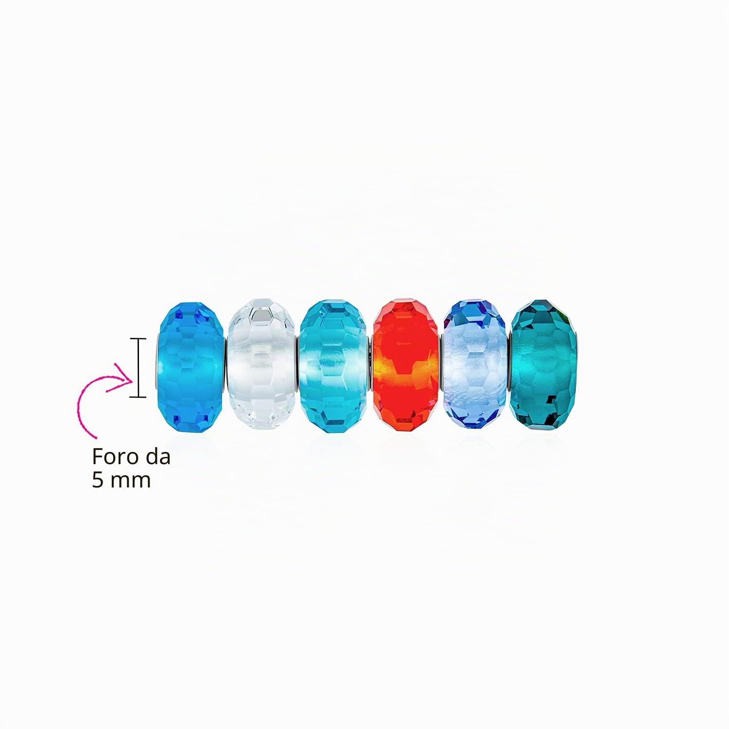 Bling Jewelry Set Misto Di Perline Di Fascino Sfaccettate In Vetro Blu Verde Rosso Trasparente Multi Colore Per Il Braccialetto Europeo Per Le Donne Adolescenti.