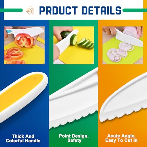 Image of Yeeammk Montessori Toddler Knife Set-3PCS Kids Safe Knives for Real Cooking Kids Cooking Sets Real Cooking Kitchen Tools Toddler Friendly Knives