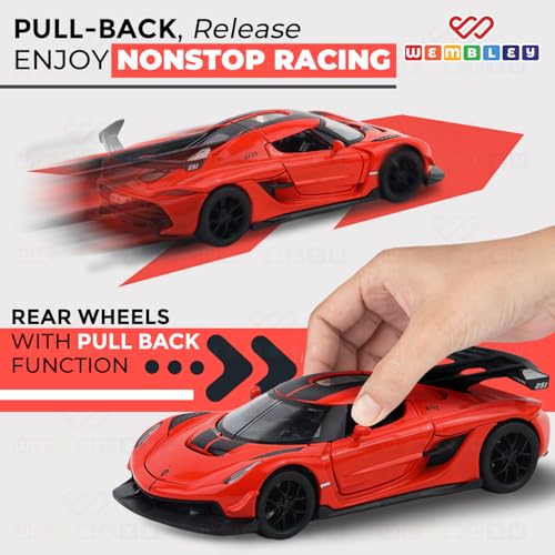 Image of Wembley 1:32 Scale Die-Cast Toy Car for Kids| with Opening Doors, Hood & Trunk| Features Pull Back Action| Luxury Sports Car Collectible|| Die-Cast Metal Body - Orange