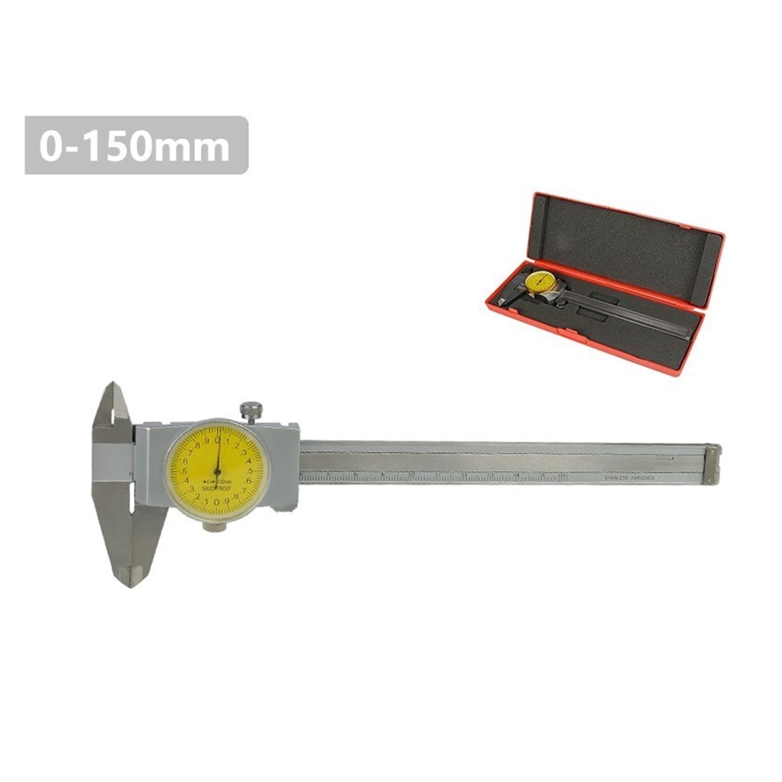Strumento di Misura Micrometro con Quadrante Antiurto da 0,01/0,02 Mm, Calibro A Corsoio in Acciaio Inossidabile 0-150/200 Mm(0-150mm-01)