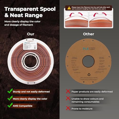 Image of AMOLEN Rock PLA Filament 1.75mm,Rainbow Marble PLA 3D Printer Filament, 1kg Spool (2.2lbs), 3D Printing Filament Dimensional Accuracy + /- 0.02 mm, Fit Most FDM Printer (Red Limestone)