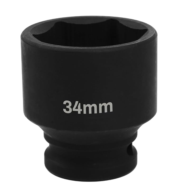 Soquete de Impacto Profundo 34 mm com Encaixe de 12,7 mm, 6 Pontos em Aço Cromo-Molibdênio (CR-MO) YTKavq