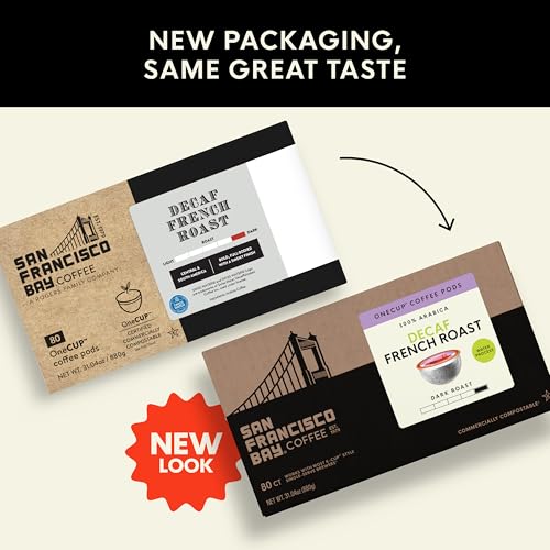 Image of San Francisco Bay Decaf K-Cup Coffee Pods, Decaf French Roast (80 ct), Dark Roast, Commercially Compostable Single-Serve Coffee Pods, Swiss Water Process