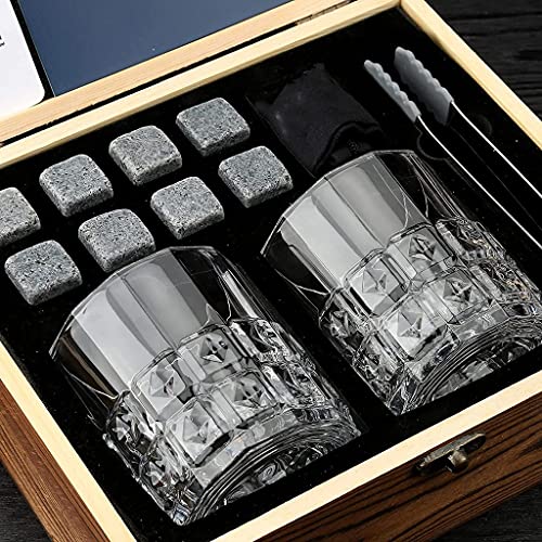 YFQHDD Set De Cadeau De Lunettes, Sac De Velours pour Boire du Whisky Écossais Ou du Gin, Une Boîte en Bois Présente pour l'anniversaire - Image 4