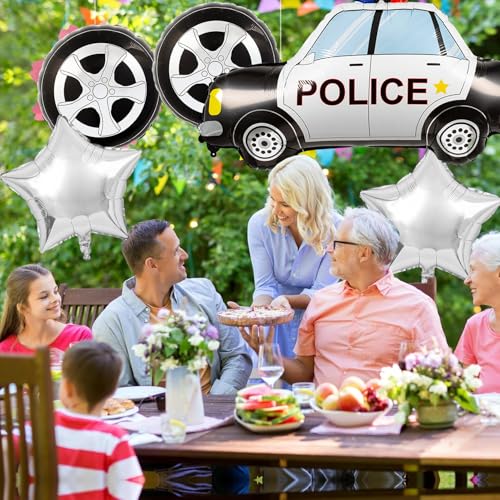 Image of Rozi Decoration Police Car Foil Balloon Set for Birthday Decoration, Kids Party, Theme Party Decor, Police Theme Balloon Decoration for Boys, Multicolor Party Balloon (Pack of 5 Pcs)