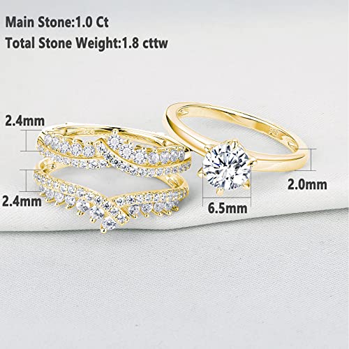 Newshe Jewellery 5A Cz Wedding Rings for Women Engagement Ring Enhancer Band Bridal Set Sterling Silver 1.8Ct Cz Size 4-133