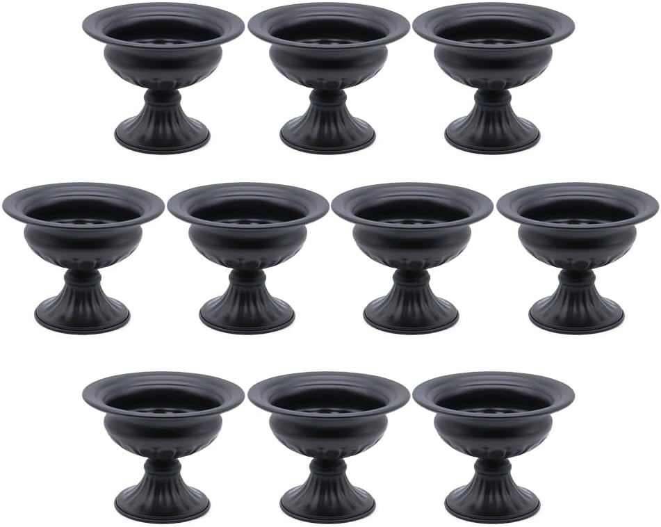 Koyal Wholesale 6.2" D x 4.72" H Black Ribbed Pedestal