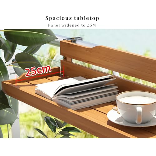 Table de balcon en bois avec finition naturelle et plateau rabattable - 6