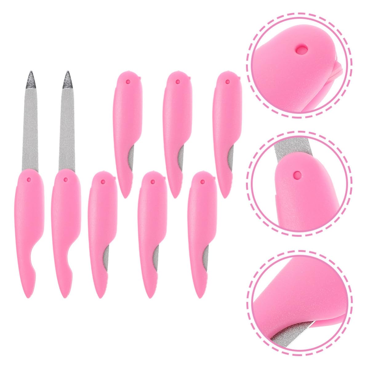 Limas de Uñas Pequeñas Plegables de Metal y Abs, 8 Piezas para Manicura en Casa y Salón, Diseño Compacto y Fácil Almacenamiento