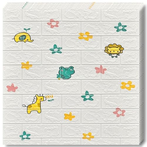 Selling Depot Papel pintado adhesivo 3D blanco efecto ladrillo animal – Juego de 30 hojas (70 x 77 cm, 15,9 m²) autoadhesivas, impermeables, insonorizantes – cocina, baño, habitación, paredes DIY