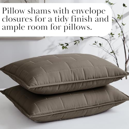Image of Southshore Fine Living, Inc. Twin Daybed Comforter Set, 6-Piece Twin Bedding Set with Daybed Cover, 3 Pillow Shams, Bed Skirt, Throw Pillow - Day Bed Quilt Set, Brickyard Dark Taupe