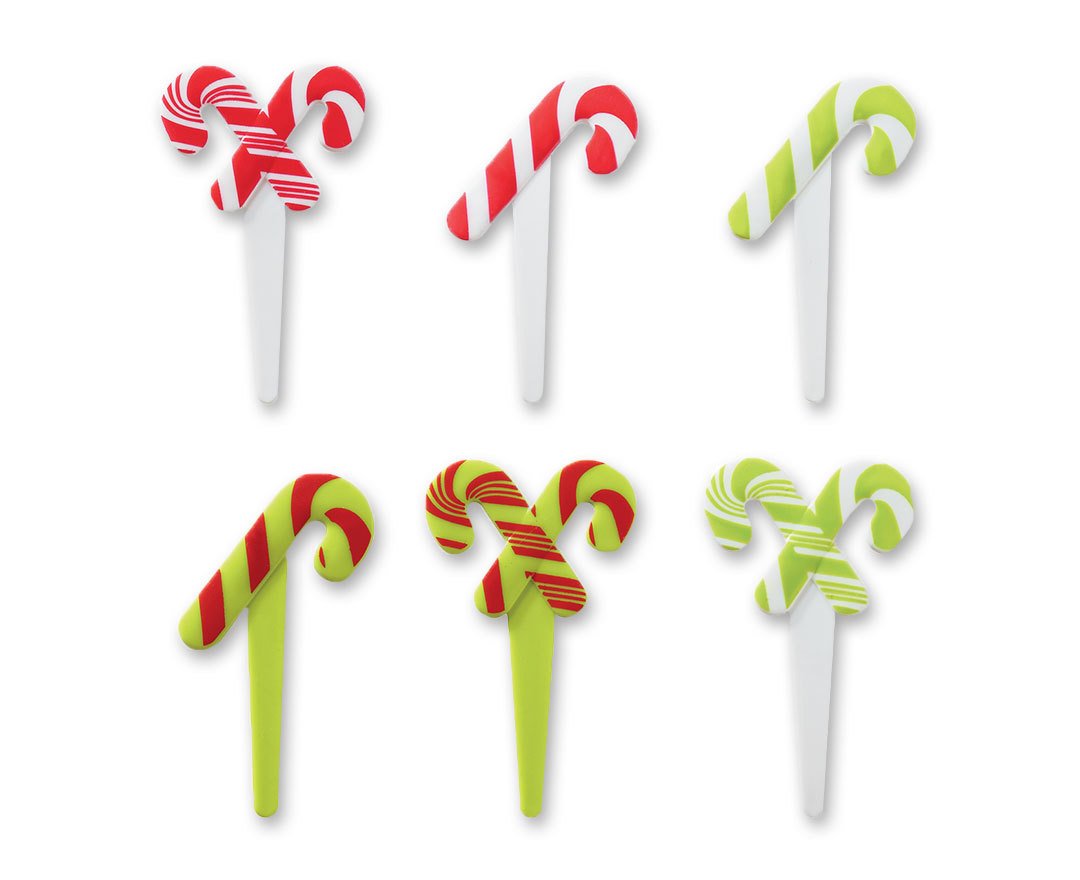 CakePicke Cake Cupcake Topper Candy Cane Cupcake Picks - 12 Ct