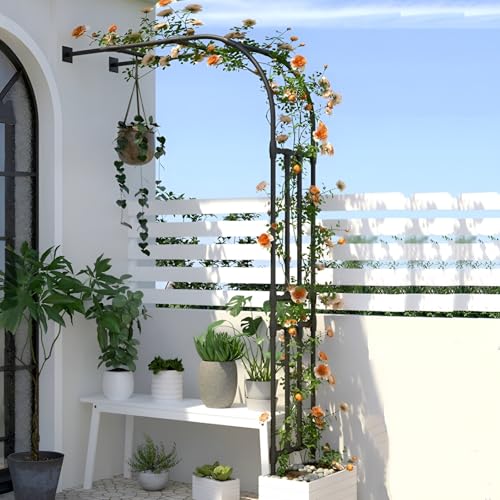 Metalowy łuk ogrodowy, krata, montowana na ścianie, pergola do pnących róż i roślin, wytrzymała, odporna na warunki atmosferyczne wsparcie, dostępna w rozmiarach od 70 do 180 cm wysokości