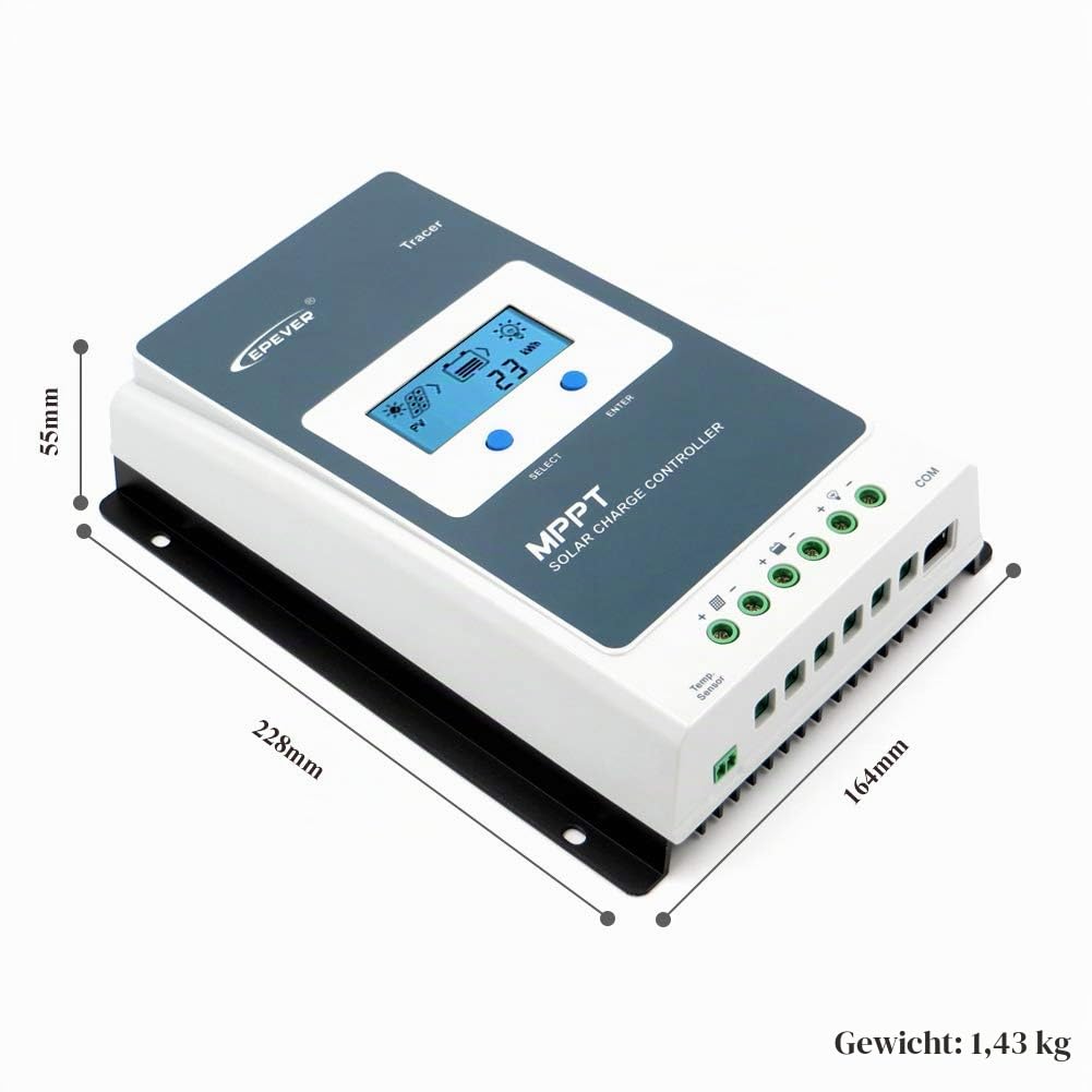 Qaurora MPPT Solar Ladegerät Tracer AN Serie 10A/20A/30A/40A mit 12V/24V DC Automatische Identifizierung Systemspannung (30A)