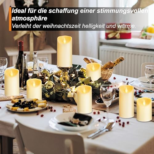 Auralome Led Kerzen mit Timerfunktion - Elektrische Stumpenkerzen Groß D7.5 cm Flackernde Fernbedienung Flammenlose LED Candles Draußen Batterie Candles Outdoor Künstliche Flamme Kerze 2 Stück