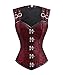 Produktbild Moon Angle Steampunk Korsett und Bustier Red Brokat Sexy Cupless Weste Korsett Gothic Taille Korsetts Stahl Boned Cosplay Kleidung (S, Rot)