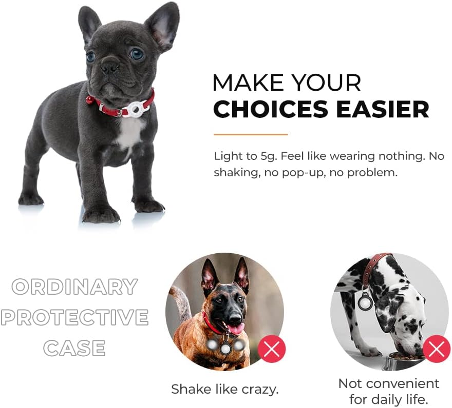 mondotoy 2pack protective case compatible for apple airtags for dog cat collar pet loop holder air tag silicone cover for pet collar