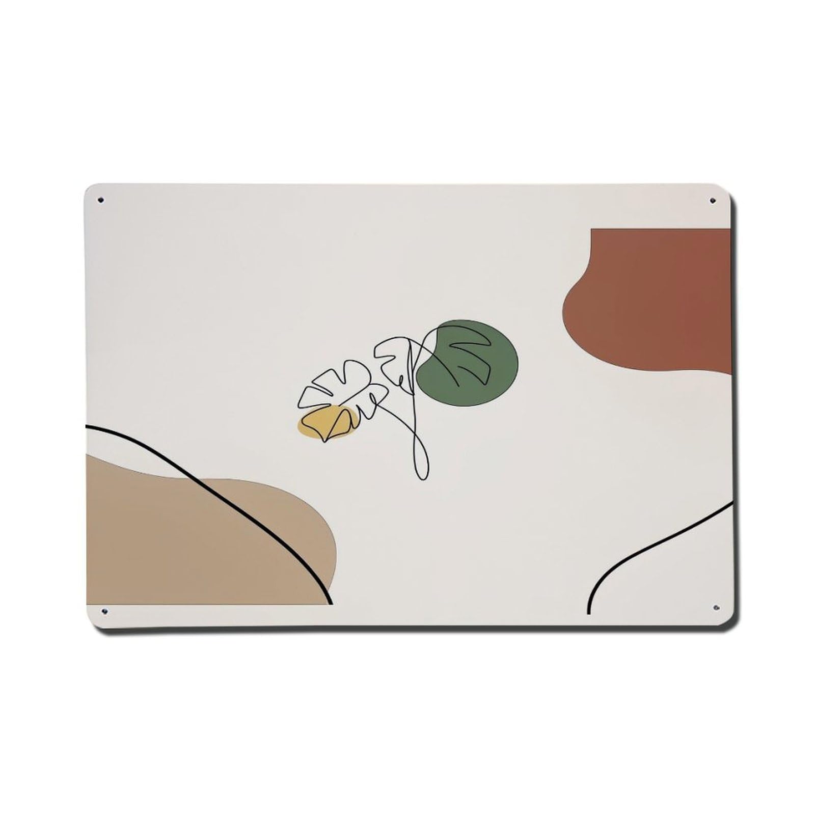 Abstract Leaf Minimalist Nature Art Metal Tin Sign Plaque