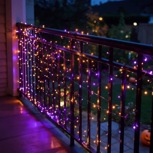 YGTCHNG LED Halloween Net Lights Outdoor, UL Certified, 144LED 6ftx6ft, Black Wire Connectable Waterproof Mesh Light for Party, Yard, Shrubs and Bushes Decorations (Orange and Purple) - image 9