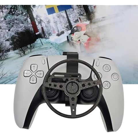 Hesupy for PS5 and PS5 Slim Game Controller Racing Steering Wheel, Racing Game Auxiliary Mini Steering Wheel Replacement 3D Printing Gaming Accessories for PS5 Slim Controller Cover