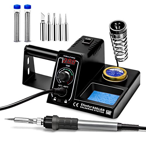 Soldadura Soldadura Set efantur (60 W soldador Elektronik regelbare Soldadura con Digital Temperatura 90  480 °C  Soldadura Juego completo con 5 Punta de repuesto + 2 Estaño para hobby soldaje)