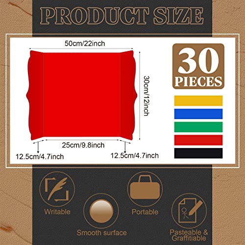 Image of Censen 30 Pcs Trifold Display Board Bulk 12 x 20 Inch Small Colorful Trifold Poster Board Presentation Boards Corrugated Poster Project Boards for Photo Collage Craft Displays Back to School Supplies