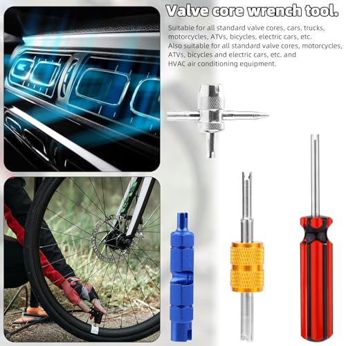 Image of 4 Pcs Tire Valve Repair Tool Set, Dual & Single Head Valve Core Remover Wrench 4 Way Stem Puller Stem Core Wrench Remover Kit for All Standard Valves Cars Trucks Motorcycle