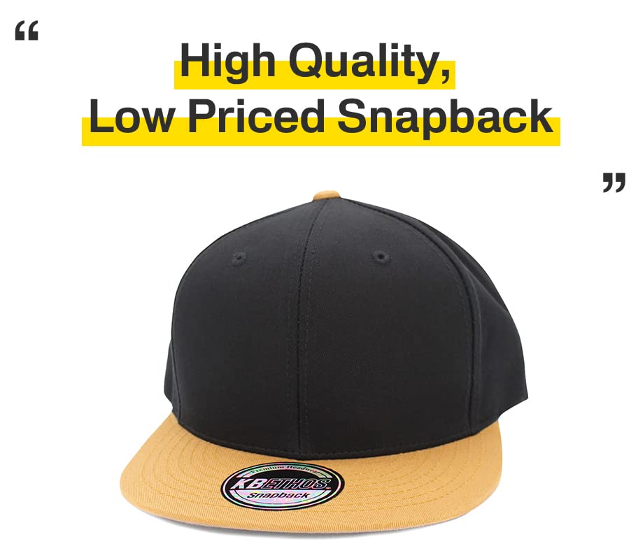 Image of KBETHOS Classic Snapback Hat Blank Cap Underbrim Cotton Wool Blend Flat Visor Adjustable Unisex