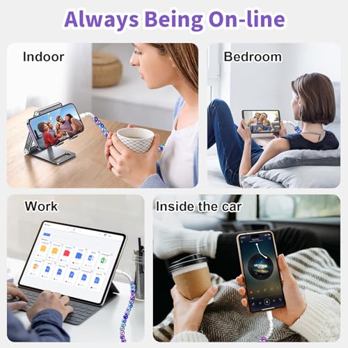 Image of VOFUOE USB C Cable for iPhone 16 Beaded Charging Cord Fast Charging Cable for Girls Women 3.3FT Colourful Pearls Type C Cable for iPhone 15, for iPad A16 11th, for Galaxy S25- Purple Blue Gradient