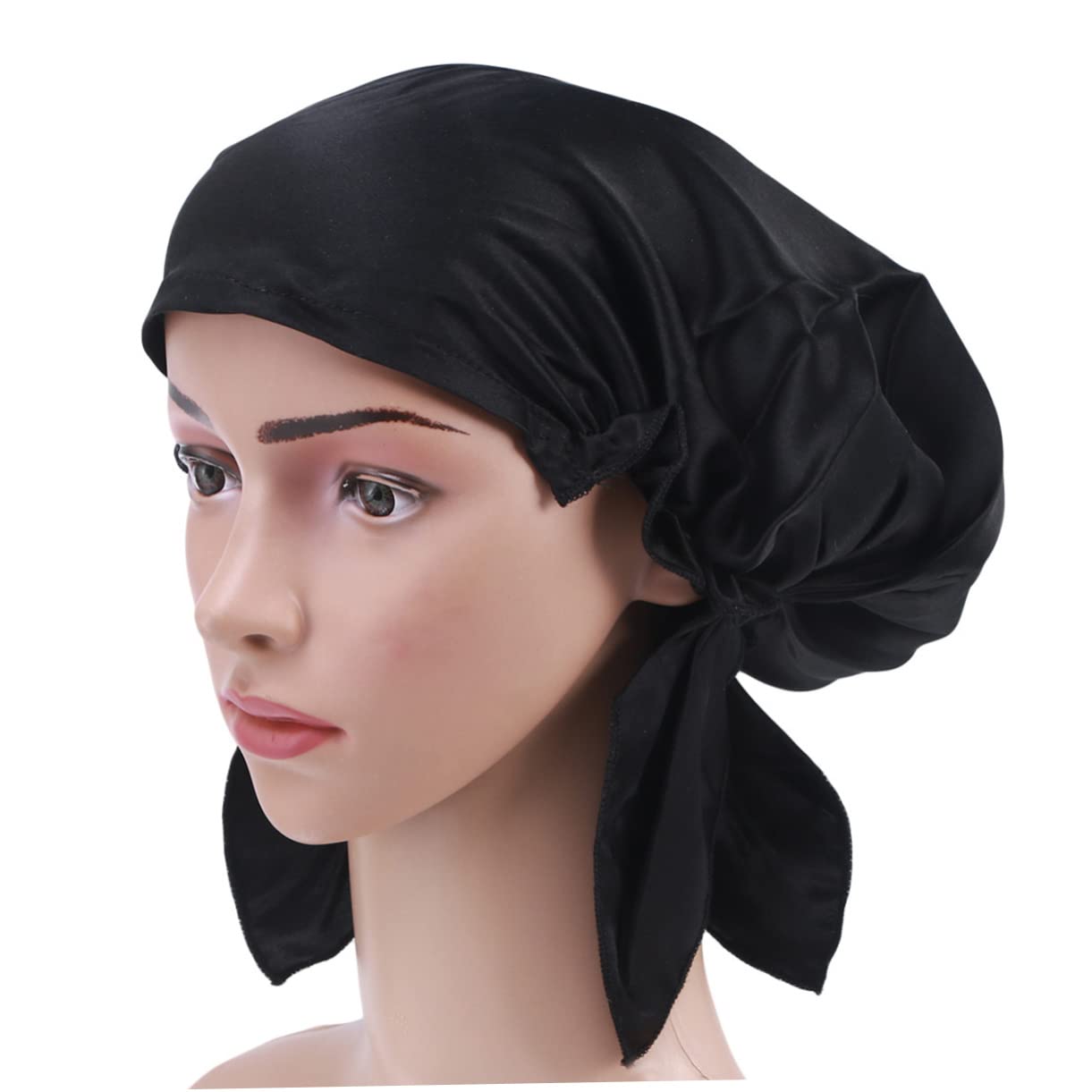 2 Cuffie Da Notte in Seta Per Donne Con Elastico E Nastri 60-100 Cm