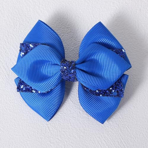 2 piezas Pinzas para el cabello lazo Royal Blue con brillantina 3 pulgadas cinta con lentejuelas clip de cocodrilo para adolescentes niñas accesorio para bodas, fiestas y más miniatura 6