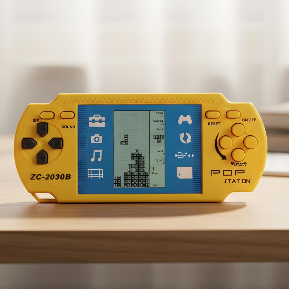 Pop Station Handheld Brick Game Console for Kids | Retro Portable Video Game with Classic Games, Brain Training Block Puzzle | Wonderful Sound Effects | Ideal Birthday Gift (Multi-Color)-image-42