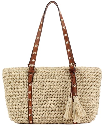 Bolso tejido de hombro con borlas y cierre miniatura 1