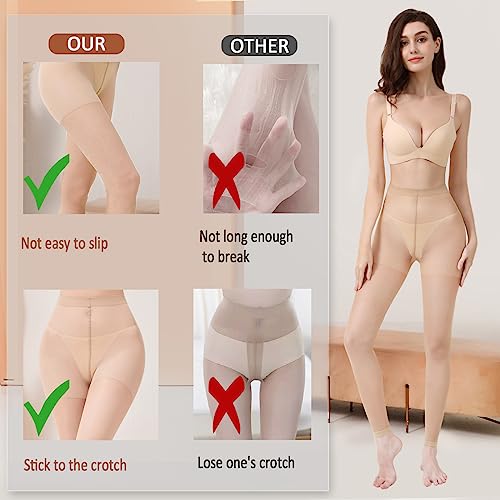 Image of WAKUNA 3 Pairs Women's 20D Sheer Footless Tights, S-XL
