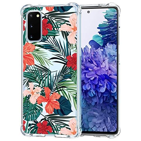 BAISRKE Galaxy S20 FE Case, Slim Shockproof Clear Floral Pattern Soft Flexible TPU Back Cove for Samsung Galaxy S20 FE 5G / Galaxy S20 Fan Edition/Galaxy S20 Lite [Palm Tree] Cover