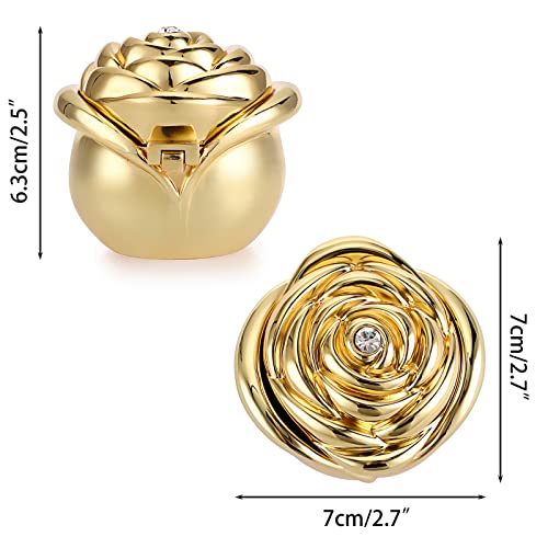 Hipiwe Rose Shape Vintage Jewelry Box - Gold Metal Trinket Organizer Small Jewelry Storage Holder Treasure Box Case Keepsake Box For Rings Earrings Necklace Gift For Girls Women, Large #TOP4