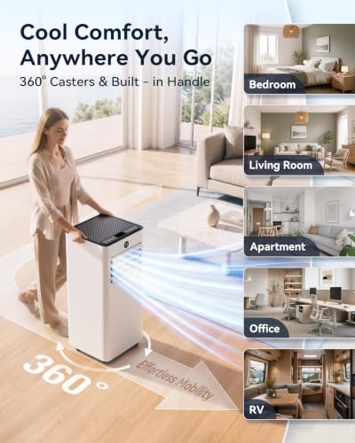 Image of 8000BTU 4-in-1 AC Unit, Cools 350 Sq.Ft, Ultra Quiet | 8000BTU AC cools 350sq.ft, 4-in-1 cool /fan /dry /sleep, quiet, LED, remote, 24H timer, auto swing, kit, for bed /office /dorm.