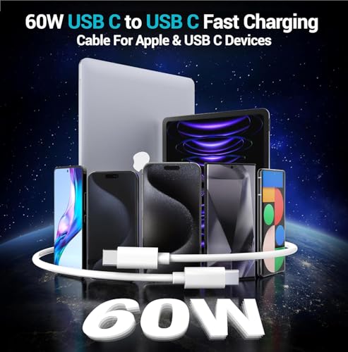 Image of Original Type C 25W 1M Fast Charging Cable Type-C Cord Compatible with Galaxy S25,S25 Plus,A15,A14,M14,F14,M34,A34,A54,S21,S22,S23 and Other USB C Devices High-Speed & Data Transfer,White