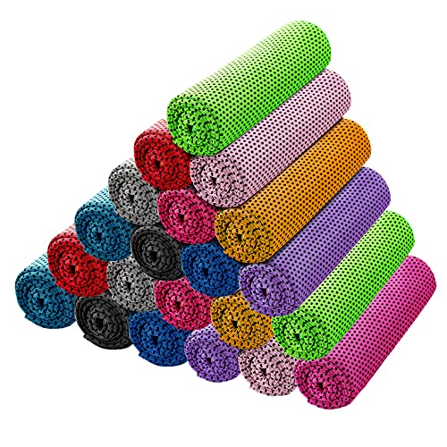 Ponpon 30pcs Cooling Towel Ice Towel Cooling Towels for Neck and Face Microfiber Cooling Towel for Gym Travel Yoga Camping Running Outdoor Sport (10 Colors)
