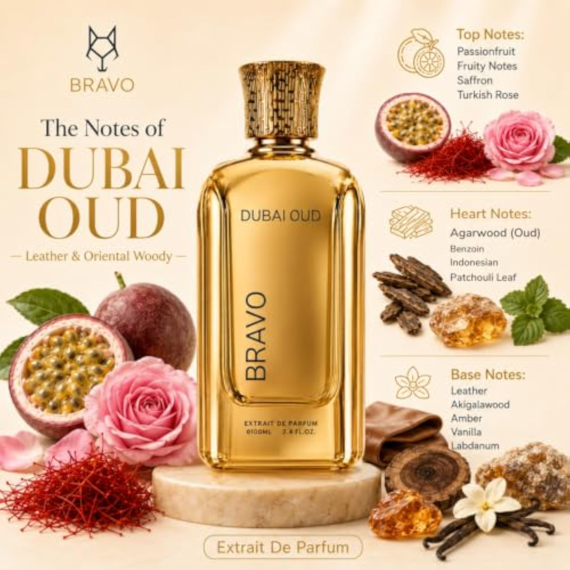 Dubai Oud Extrait De Parfum, Oud & Saffron Notes