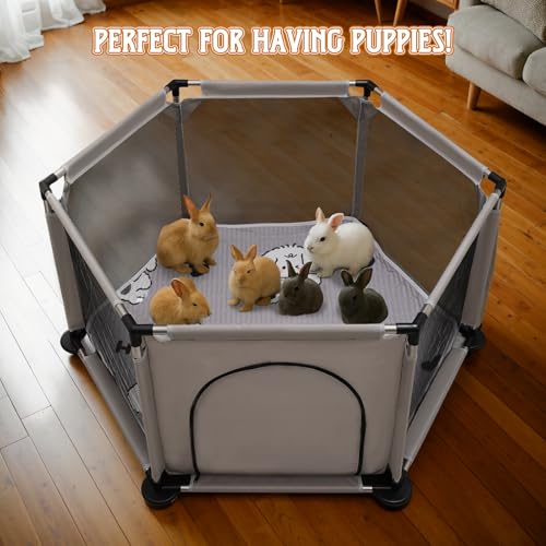 Sechseckige Wurfbox für besonders große Hunde Welpenbox mit Wurfunterlage für große und kleine Hunderassen Wurfzubehör für Hunde und Welpen Maße 122x65 cm