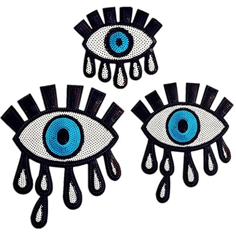 3 Pcs Sequins Embroidered Sexy Eye Patch Clothes Stickers Bag Sew Iron Patches On Applique DIY Label Apparel Sewing Clothing Cover