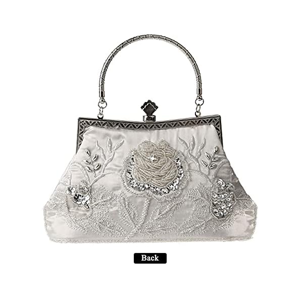 MMYOMI Women Vintage Floral Beaded Rhinestone Embroidery Clutch Evening Handbag - Image 4