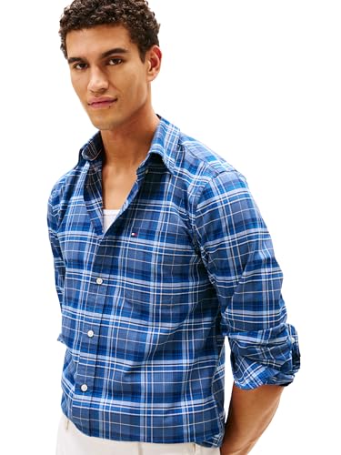 Image of Tommy Hilfiger Men's Long Sleeve Oxford Shirts in Regular Fit, Men's Button Down Shirts, Also Available in Big and Tall