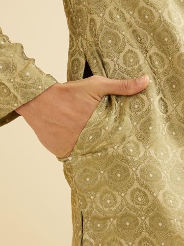 Image of Manyavar Men's Brocade Self Design Kurta Set (2pcs)