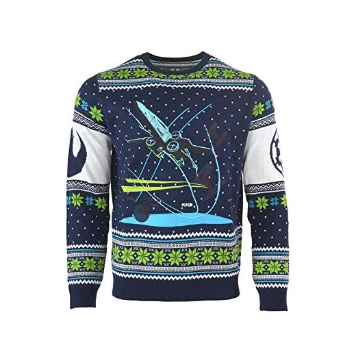 Officiella Star Wars X-Wing vs Tie Fighter jultröjor för män eller kvinnor – fula nyhetsgåvor jultröja – unisex stickad tröjdesign, X-wing Chase, M